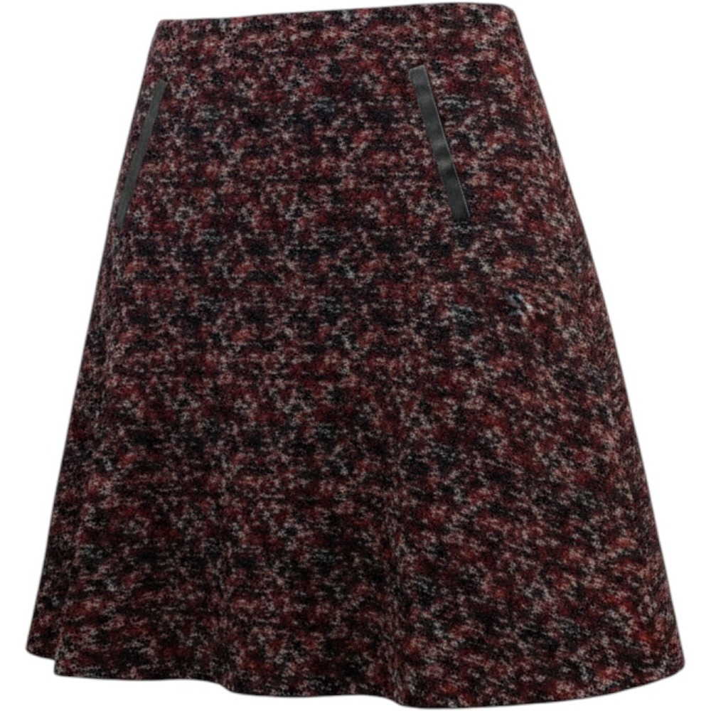 Ann Taylor Womens Red Black Marled Wool Blend A-Line Mini Skirt Faux Trim Size 4